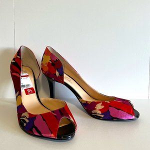 Marc Fisher MF Joey2 Floral Print Peep Toe Pumps Size 9.5 NWT